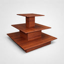 3-Tier Square Waterfall Display Table, 48”W x 48”D x 42”H Cherry Retail Merchandising Table for Store, Boutique & Showroom Floor Display