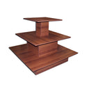 3-Tier Square Waterfall Display Table, 48”W x 48”D x 42”H Cherry Retail Merchandising Table for Store, Boutique & Showroom Floor Display