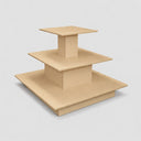 3-Tier Square Waterfall Display Table, 48”W x 48”D x 42”H Maple Retail Merchandising Table for Store, Boutique & Showroom Floor Display