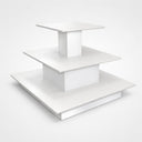 3-Tier Square Waterfall Display Table, 48”W x 48”D x 42”H White Retail Merchandising Table for Store, Boutique & Showroom Floor Display