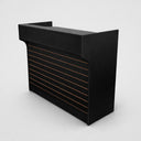 4 ft Black Ledge Top Cash Register Stand, 48"L x 22"D x 42"H Retail Checkout Counter with Front Slatwall Display Panel