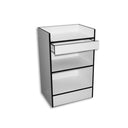 White Cash Wrap Checkout Stand with Storage Shelf & Drawer 24” L x 18” D x 38” H Retail POS Counter