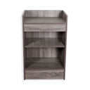 Dark Barn Wood Cash Wrap Checkout Stand with Storage Shelf & Drawer 24” L x 18” D x 38” H Retail POS Counter