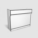 4ft Ledge Top Cash Register Stand 48"L x 22"D x 42"H - White Black Trim