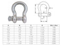 Mil Spec Screw Pin Anchor Shackle T316 Stainless Steel Drop Forged Non-Magnetic