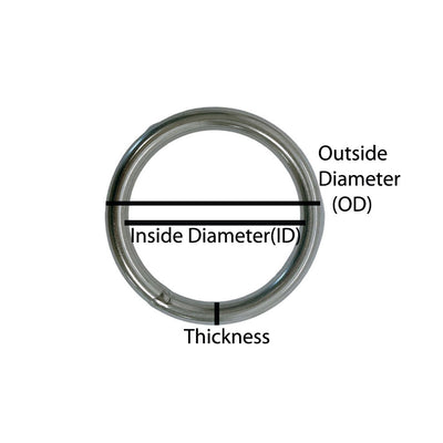 2000 Lbs WLL Marine Stainless Steel Round Ring Link Connect 1/4" x 1-3/16" Boat