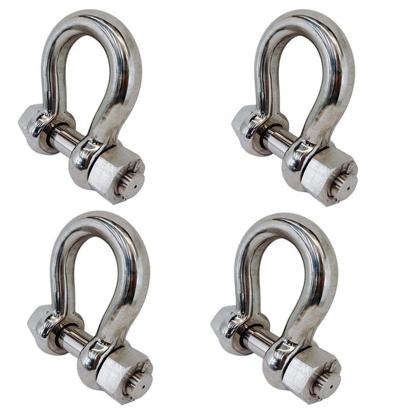 4 Pcs Mil-Spec 1/2" Bolt Pin Anchor Shackle 3,000 Lbs WLL Stainless Steel T316