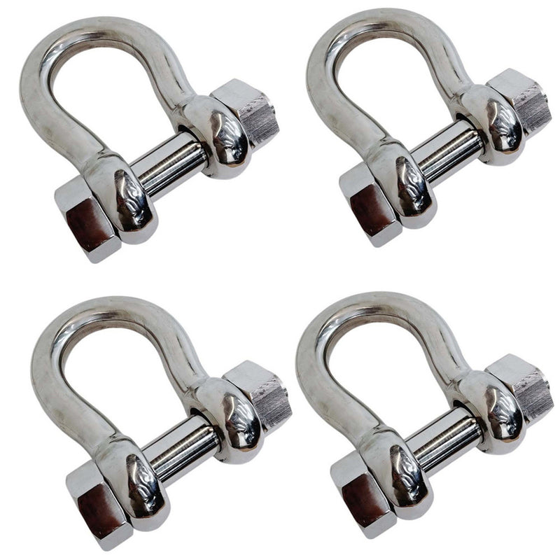 4 Pcs Mil-Spec 3/16" Bolt Pin Anchor Shackle 880 Lbs WLL Stainless Steel T316
