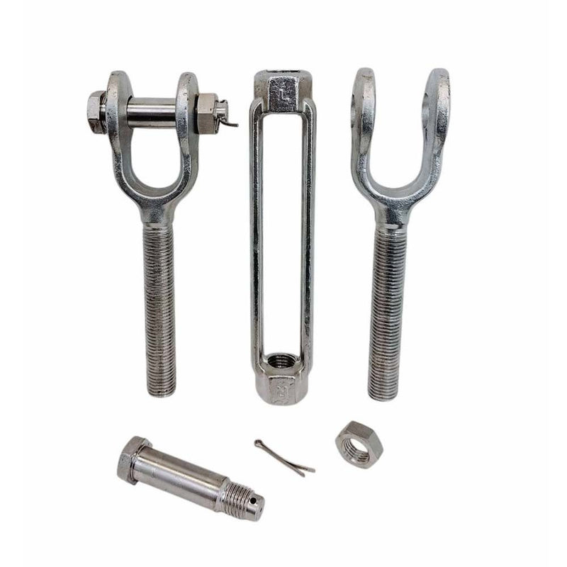 Mil Spec 1/4" x 4" Jaw Jaw Turnbuckle 500 Lbs WLL Stainless Steel T316