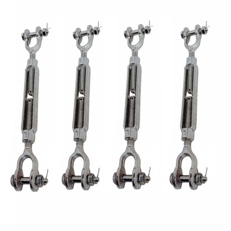 4 Pcs Mil Spec 1/4" x 4" Jaw Jaw Turnbuckle 500 Lbs WLL Stainless Steel T316