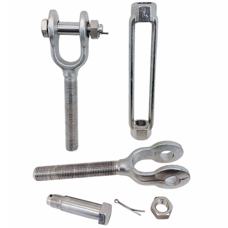 4 Pcs Mil Spec 1/4" x 4" Jaw Jaw Turnbuckle 500 Lbs WLL Stainless Steel T316