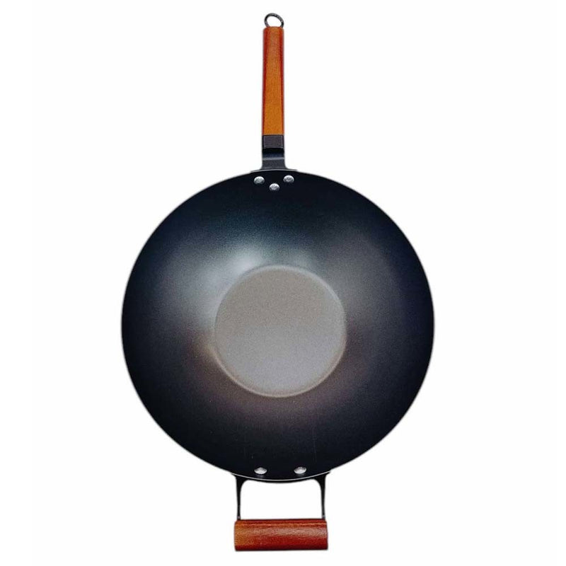 Carbon Steel Wok Pan, Stir Fry Pans with Flat Bottom Traditional Wok Pan