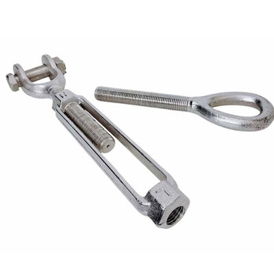 Mil-spec 3/8" x 6" Jaw Eye Turnbuckle 1,200 Lbs WLL Stainless Steel T316