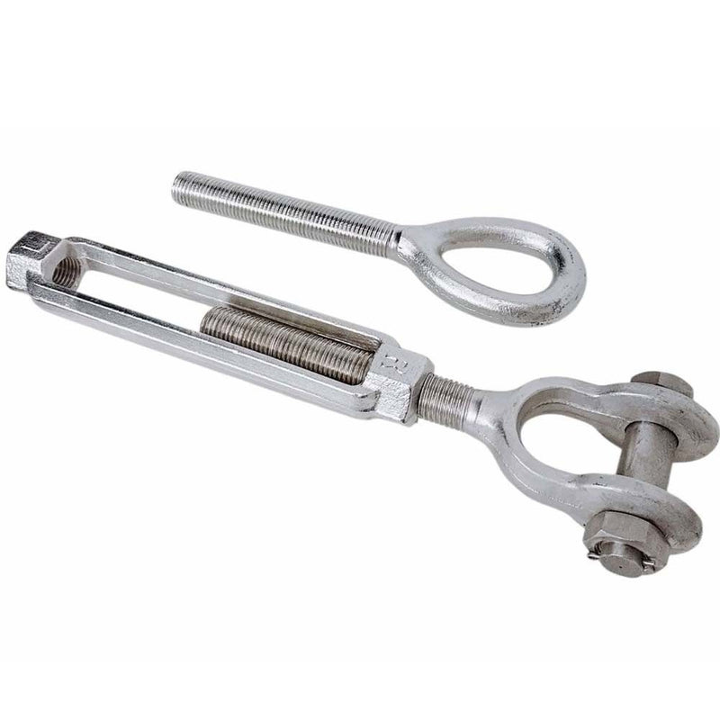 Mil-spec 3/8" x 6" Jaw Eye Turnbuckle 1,200 Lbs WLL Stainless Steel T316