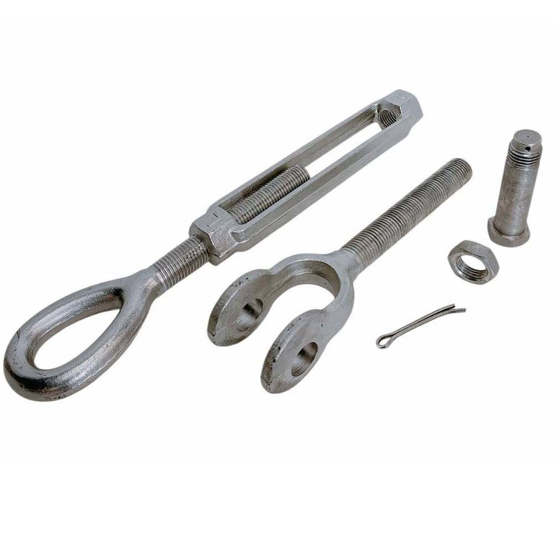 Mil-spec 3/8" x 6" Jaw Eye Turnbuckle 1,200 Lbs WLL Stainless Steel T316