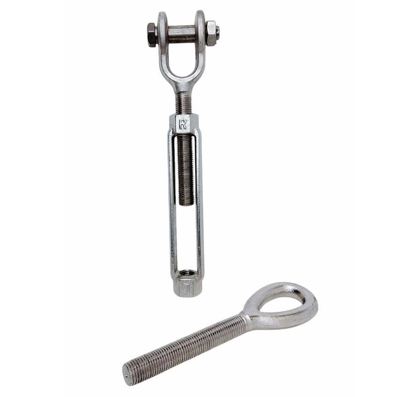 Mil-spec 3/8" x 6" Jaw Eye Turnbuckle 1,200 Lbs WLL Stainless Steel T316