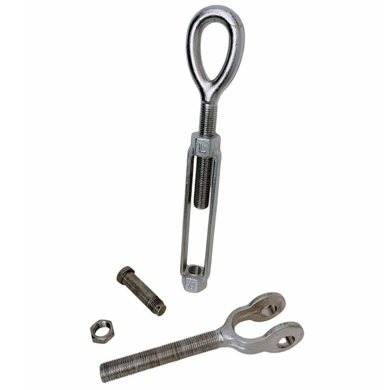 Mil-spec 3/8" x 6" Jaw Eye Turnbuckle 1,200 Lbs WLL Stainless Steel T316