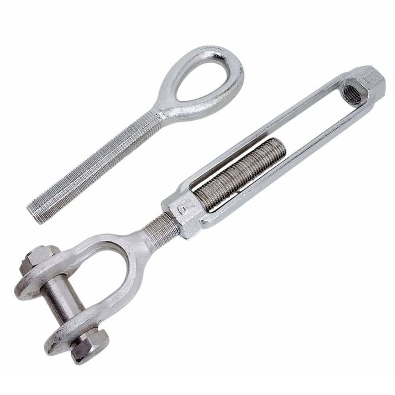 Mil-spec 3/8" x 6" Jaw Eye Turnbuckle 1,200 Lbs WLL Stainless Steel T316