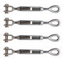 4 Pc Mil-spec 5/16" x 4-1/2" Jaw Eye Turnbuckle 800 Lbs WLL Stainless Steel T316