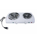 1500W 120V - 60Hz Double Electric Burner, 19" x 10" White Portable Electric Hot Plate with Adjustable Temperature, Compact Countertop Stove for Cooking & Dorm Use