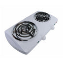 1500W 120V - 60Hz Double Electric Burner, 19" x 10" White Portable Electric Hot Plate with Adjustable Temperature, Compact Countertop Stove for Cooking & Dorm Use