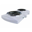 1500W 120V - 60Hz Double Electric Burner, 19" x 10" White Portable Electric Hot Plate with Adjustable Temperature, Compact Countertop Stove for Cooking & Dorm Use