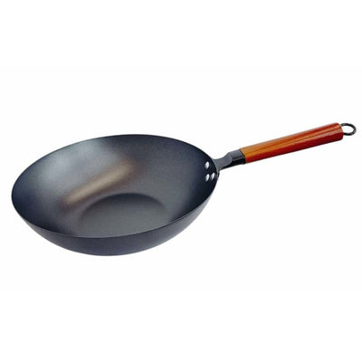 11-3/4" Carbon Steel Wok Pan, Stir Fry Pans with Flat Bottom Traditional Wok Pan