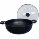 MADE IN KOREA 16'' 5 Layer Marble Non-Stick Jumbo Wok with Tempered Glass Lid