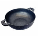 MADE IN KOREA 16'' 5 Layer Marble Non-Stick Jumbo Wok with Tempered Glass Lid