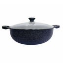 MADE IN KOREA 16'' 5 Layer Marble Non-Stick Jumbo Wok with Tempered Glass Lid