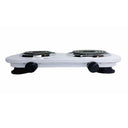 1500W 120V - 60Hz Double Electric Burner, 18" x 9.5" White Portable Electric Hot Plate with Adjustable Temperature, Compact Countertop Stove for Cooking & Dorm Use