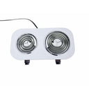 1500W 120V - 60Hz Double Electric Burner, 18" x 9.5" White Portable Electric Hot Plate with Adjustable Temperature, Compact Countertop Stove for Cooking & Dorm Use