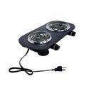 1500W 120V - 60Hz Double Electric Burner, 18" x 9.5" Black Portable Electric Hot Plate with Adjustable Temperature, Compact Countertop Stove for Cooking & Dorm Use