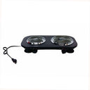 1500W 120V - 60Hz Double Electric Burner, 18" x 9.5" Black Portable Electric Hot Plate with Adjustable Temperature, Compact Countertop Stove for Cooking & Dorm Use