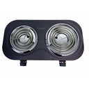 1500W 120V - 60Hz Double Electric Burner, 18" x 9.5" Black Portable Electric Hot Plate with Adjustable Temperature, Compact Countertop Stove for Cooking & Dorm Use