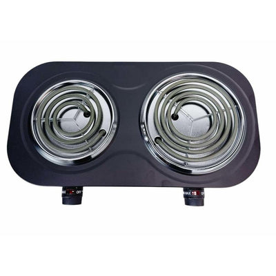 Portable Double Electric Burner 1500W 120V-60Hz,Double Burner 18" x 9.5", BLACK