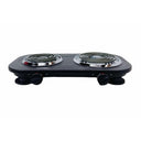 1500W 120V - 60Hz Double Electric Burner, 18" x 9.5" Black Portable Electric Hot Plate with Adjustable Temperature, Compact Countertop Stove for Cooking & Dorm Use