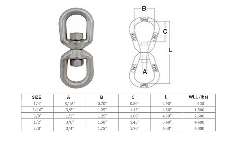 316 Stainless Steel Drop Forged Mil-Spec Eye Eye Swivel