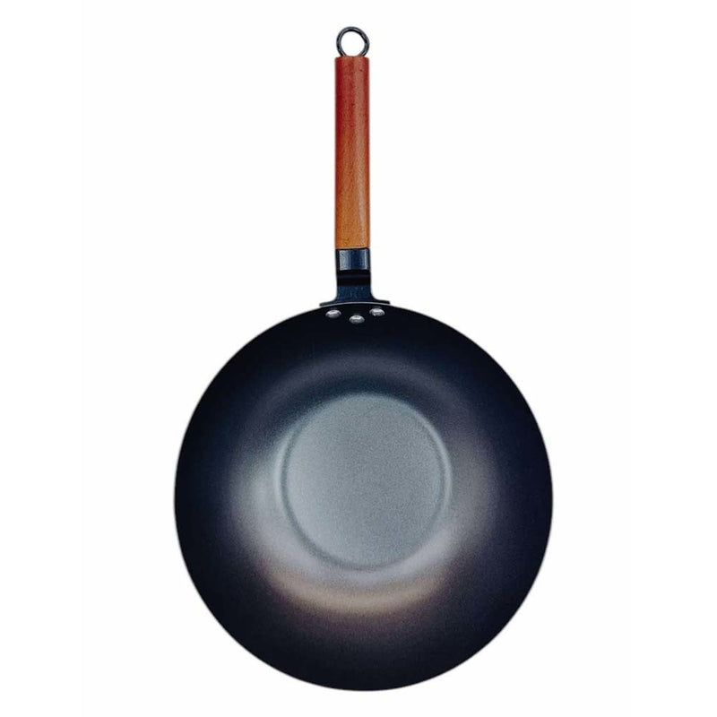Carbon Steel Wok Pan, Stir Fry Pans with Flat Bottom Traditional Wok Pan