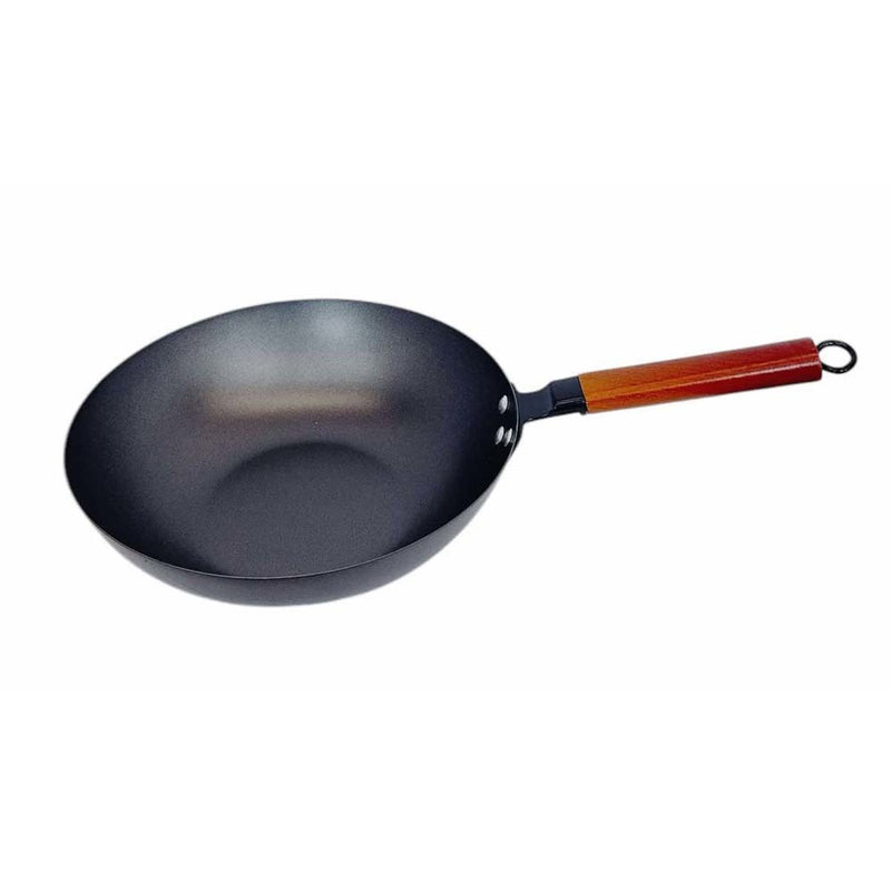 Carbon Steel Wok Pan, Stir Fry Pans with Flat Bottom Traditional Wok Pan