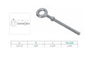 4 PCS 1/2" x 3-1/4" Drop Forged Plain Eye Bolt 2150 Lb WLL Stainless Steel T316