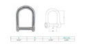 Marine T316 Stainless Steel Wide D Shackle – Screw Pin, No-Snag Design