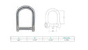 Marine T316 Stainless Steel Wide D Shackle – Screw Pin, No-Snag Design
