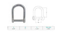 Marine T316 Stainless Steel Wide D Shackle – Screw Pin, No-Snag Design