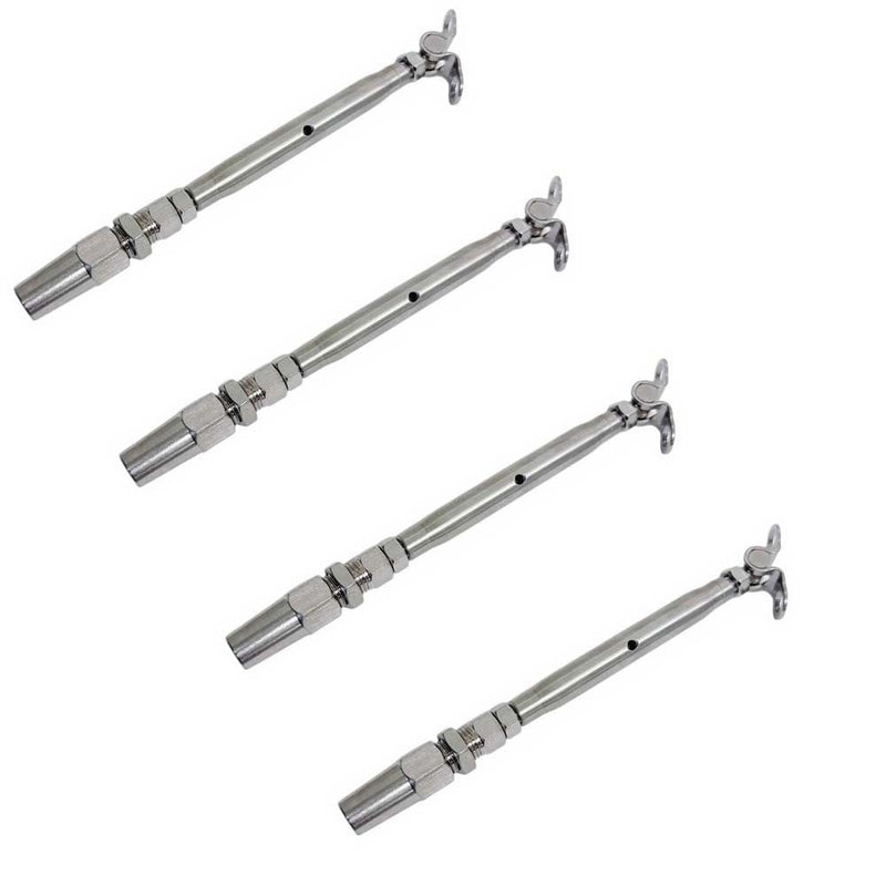 4 PCS T316 Marine Stainless Steel 1/8" Cable Deck Toggle & Swageless Turnbuckle