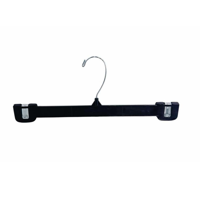 10 PCS 12" Plastic Pants Hangers Black with Slide Lock Clips for Skirts & Slacks