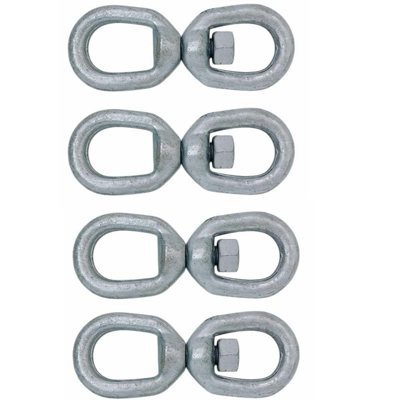 4 PCS 1/2" Eye & Eye Swivel Hot Dipped Galvanized Mooring Connector,3600 lb WLL