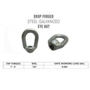 Hot-Dipped Galvanized Eye Nut – Drop Forged Carbon Steel with Tap Thread for Lifting & Rigging Applications