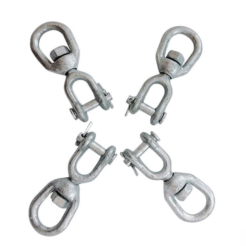 4 Pcs 5/16" Jaw & Eye Swivel for Marine Boats – Hot Dipped Galvanized Mooring Connector, 1,250 lbs WLL, Jaw & Eye Swivel