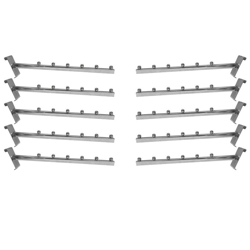 10 Pc Chrome 6-Ball Waterfall Faceouts 16.5" Gridwall Square Tube Display Arms for Retail Fixtures